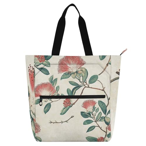 voucong New Zealand Pohutukawa Flower Kid Tote Bag for Kids Adults Waterproof Handbags Grocery Beach Bag with Zipper Pockets for School and Playtime von voucong