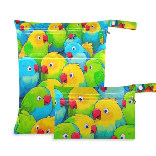 voucong Niedliche Cartoon-Papageien-Tasche für Reisen, 2 Stück, Reiseutensilien für Babys, mit Griffen für das Fitnessstudio voucong Niedliche Cartoon-Papageien-Tasche für Reisen, 2 Stück, Reiseutensilien für Babys, mit Griffen für das Fitnessstudio von voucong