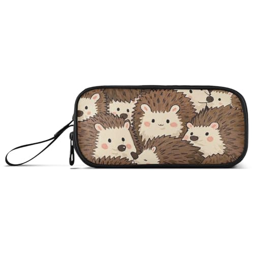 voucong Niedliches Cartoon-Igel-Federmäppchen aus Nylon, große Kapazität, Federmäppchen für Teenager, Schule, Schreibwaren für Büromänner von voucong