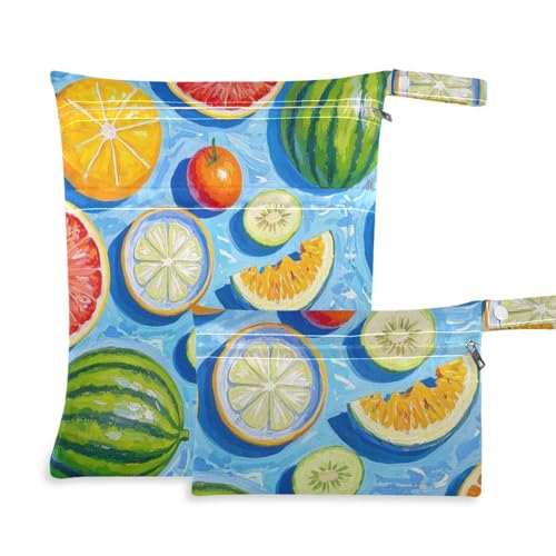 voucong Ölgemälde mit bunten Sommerfrüchten, wasserdicht, kleine Trockentaschen, 2 Stück, Reiseutensilien für Babys, mit Griffen für Babywindeln voucong Ölgemälde mit bunten Sommerfrüchten, wasserdicht, kleine Trockentaschen, 2 Stück, Reiseutensilien für Babys, mit Griffen für Babywindeln von voucong