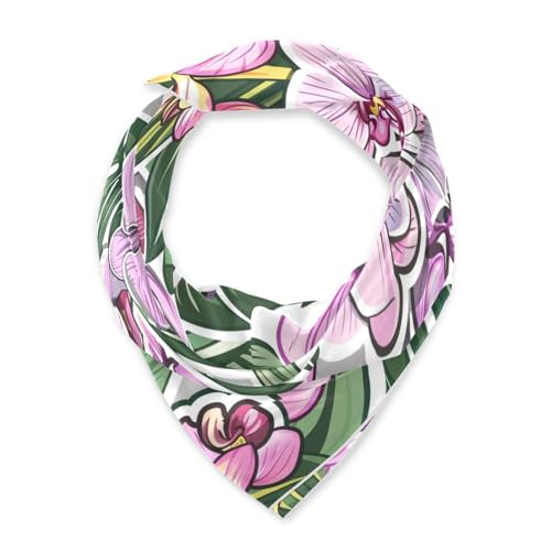 voucong Quadratischer Seidenschal mit Orchideen-Blumenmuster, niedlicher Pashminas für Damen, für den Winter, 35 x 35 cm, bufanda para mujer von voucong