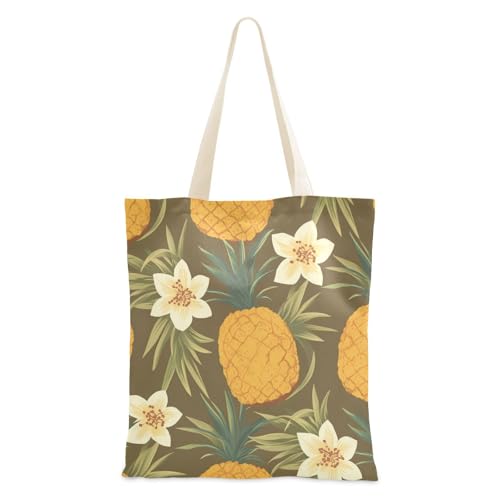 voucong Sommer-Ananas-Tragetasche, Segeltuch für Damen, mit Taschen und Griffen, wiederverwendbare Canvas-Tragetasche, Weihnachtsgeschenke von voucong