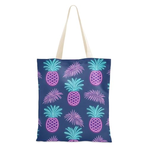 voucong Sommer-Tragetasche mit Ananasblättern, aus Segeltuch für Damen, mit Taschen mit Griffen, wiederverwendbare Canvas-Tragetasche, Geschenk für Lehrer von voucong
