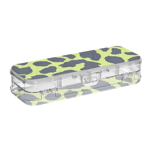 voucong Stiftebox aus Kunststoff, Leopardenmuster, Limettengrün und Marineblau, transparent, doppellagig, für Schule, mit Schnappdeckel voucong Stiftebox aus Kunststoff, Leopardenmuster, Limettengrün und Marineblau, transparent, doppellagig, für Schule, mit Schnappdeckel von voucong