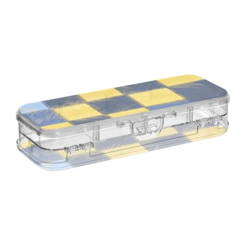 voucong Stiftebox mit 2-lagigem Karomuster, Gelb / Blau kariert, für Schreibwaren, mit Schnappdeckel voucong Stiftebox mit 2-lagigem Karomuster, Gelb / Blau kariert, für Schreibwaren, mit Schnappdeckel von voucong