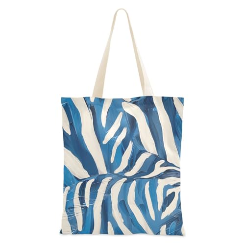 voucong Tragetasche aus Segeltuch mit Tierhautmuster, für Damen, mit Taschen und Griffen, wiederverwendbare Leinentaschen, niedliches Geschenk für Frauen von voucong