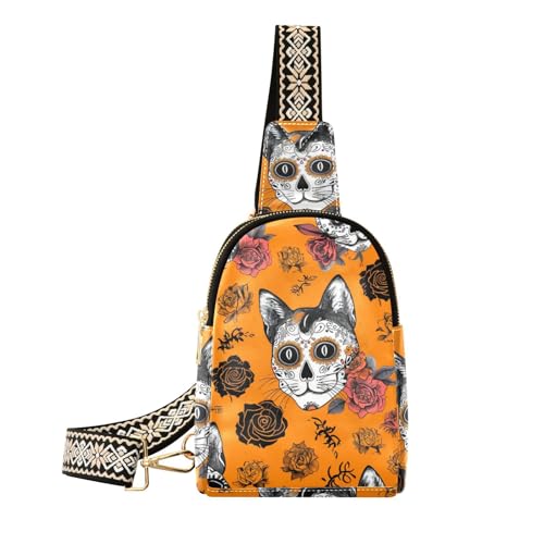voucong Trendige Gothic-Skelett-Katzen-Crossbody-Tasche für Herren, Diebstahlschutz für Damen, Crossbody-Tasche für Tagesrucksack, Gothic-Skelett-Katze, 1 size voucong Trendige Gothic-Skelett-Katzen-Crossbody-Tasche für Herren, Diebstahlschutz für Damen, Crossbody-Tasche für Tagesrucksack, Gothic-Skelett-Katze, 1 size von voucong