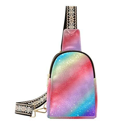 voucong Trendige Regenbogen-Glitzertasche für Mädchen, Diebstahlschutz, Damen, Bauchtasche, Crossbody für Reisen, Regenbogen-Farbverlauf, 1 size von voucong