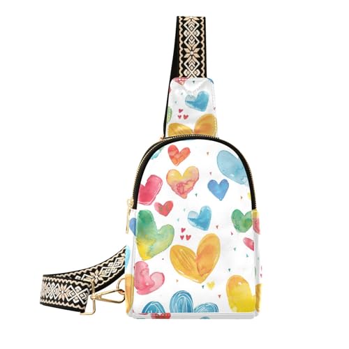 voucong Trendige Umhängetasche mit weißem Herzmotiv, niedliche Reisetasche für Damen, Tagesrucksack, Aquarell, weißes Herz, 1 size voucong Trendige Umhängetasche mit weißem Herzmotiv, niedliche Reisetasche für Damen, Tagesrucksack, Aquarell, weißes Herz, 1 size von voucong