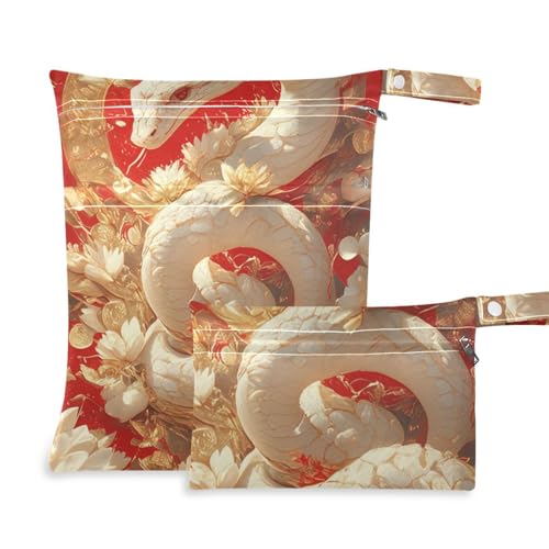 voucong Wasserdichte Baby-Nasstasche mit Schlangenblumen, 2 Stück, Reisezubehör für Babys, mit Griffen, für das Fitnessstudio von voucong