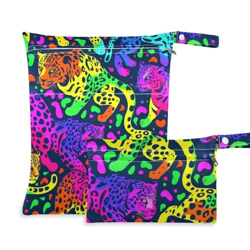 voucong Wasserdichter Nassbeutel für Babys, mit Griffen, Neonfarben, 2 Stück von voucong