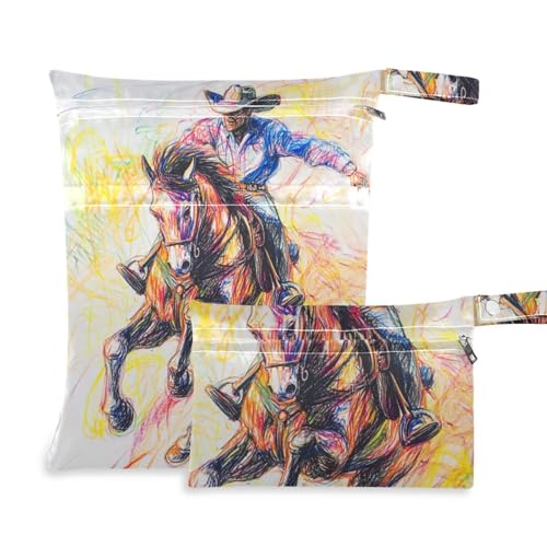voucong Western Cowboy Wild West schmutzige Kleidertasche, 2 Stück, Reiseutensilien für Babys, mit Griffen für Reisen von voucong