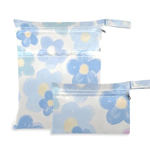 voucong Wiederverwendbare Anzugtasche mit Ölgemälde, Blumen, wasserdicht, 2 Stück, Reisezubehör für Babys, mit Griffen für das Fitnessstudio von voucong