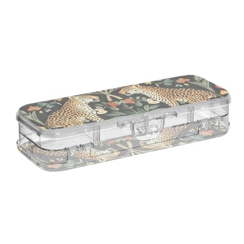 voucong William Morris S Design Leopard Clear Pencil Box Plastic Double Deck Transparent Hard Pen Case For School With Snap Lid von voucong