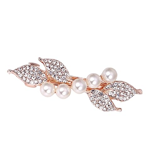 vreplrse Crystal Pearl Leaf Haarnadel Festival Holiday Party Hochzeitsdeko Haarspange Tragbare Kopfbedeckung Zubehör für Frauen, Weiß von vreplrse