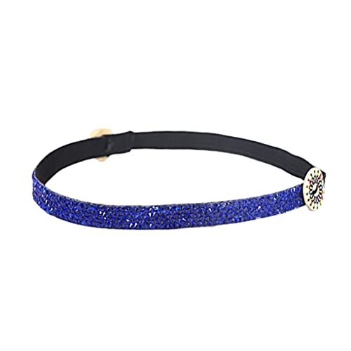 vreplrse Stirnbänder Strass Schlichter Stil mit Knöpfen Schmale elastische verstellbare Kopfbedeckung Stirnband Wrap Running Damen, Blau von vreplrse