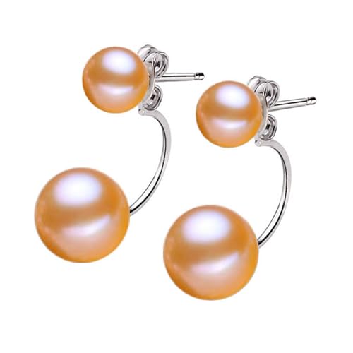 vreplrse Zarte und elegante S925 Sterlingsilber Ohrringe mit Perlen, einzigartige und übertriebene Naturperlen Ohrstecker, Rosa von vreplrse