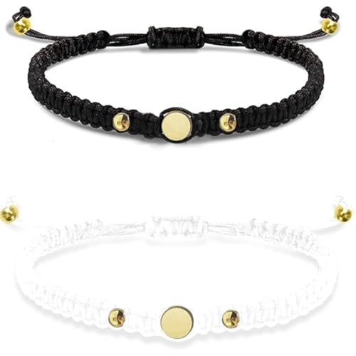 vreplrse Zwei handgefertigte Paare mit Weberei, schwarzes Paar Unikat mit verstellbarer Größe, passendes Paar Engagement Freundschaft von vreplrse