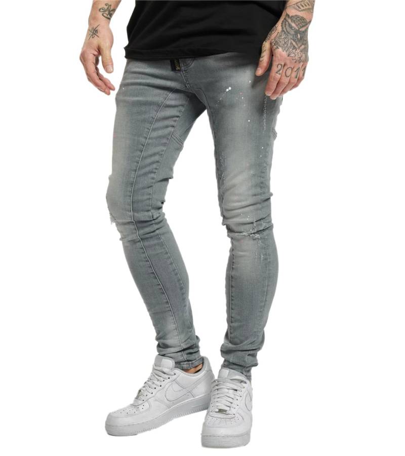 vsct Keanu Herren Slim-Fit Jeans im Destroyed-Look Denim-Hose mit Farbspritzer D5643094 Grau von vsct