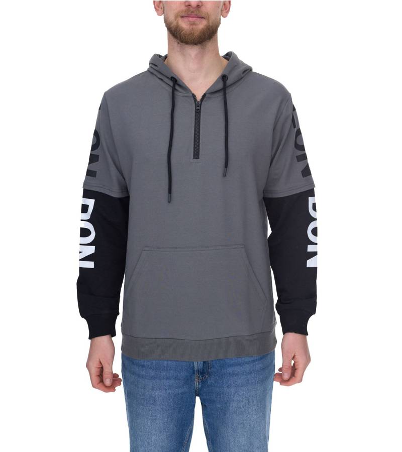 vsct LonDon 2In1 Herren Hoodie im 2-in-1-Look Baumwoll Kapuzen-Pullover 5643324 Grau/Schwarz von vsct