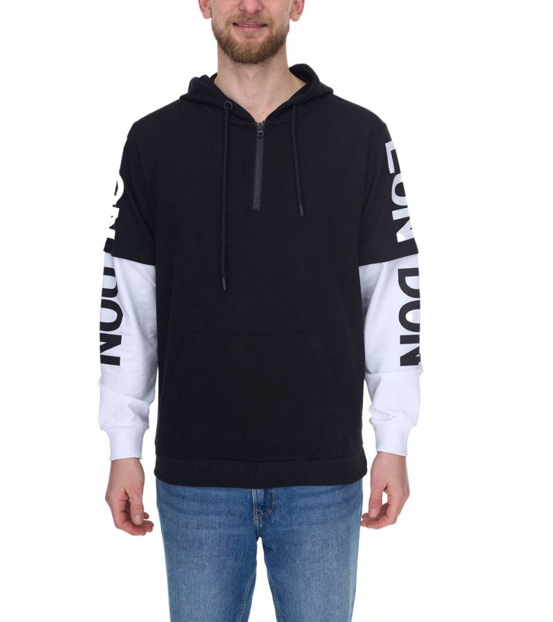 vsct LonDon 2In1 Herren Hoodie im 2-in-1-Look Baumwoll Kapuzen-Pullover 5643325 Schwarz/Weiß von vsct