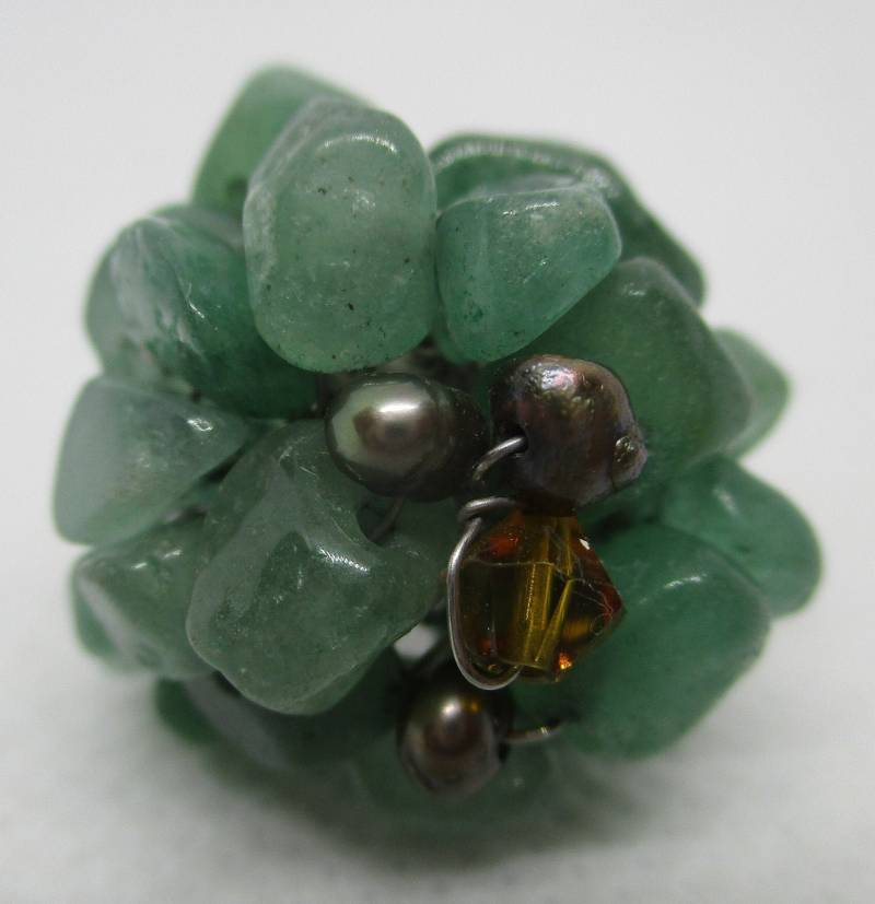 Jade Nugget Ring Barock Perle & Swarovski Kristall, Einstellbar von vserendipityboutique