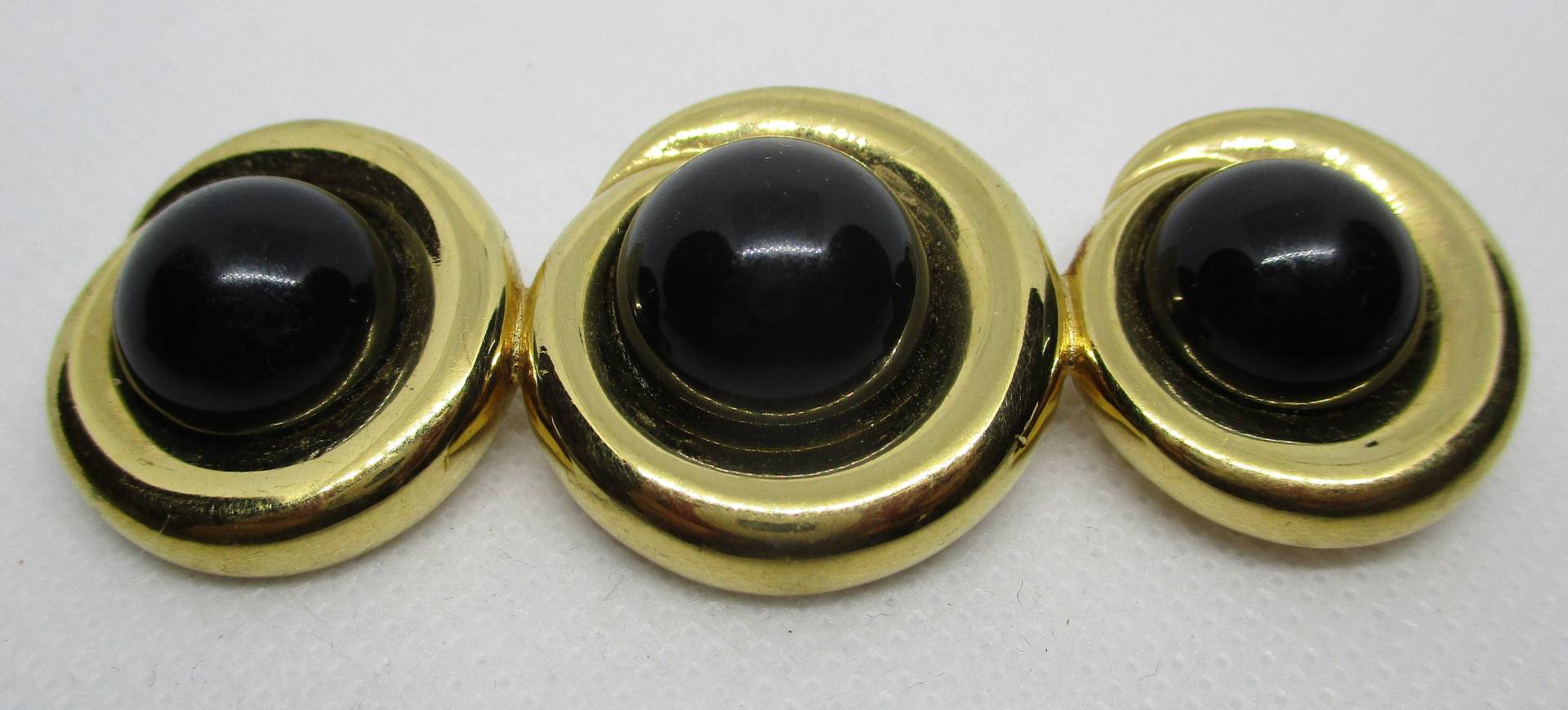 Monet Brosche Dreifach Schwarze Lucite Cabochon Twisted Gold Tone Metall Brosche Vintage 1980Er Jahre von vserendipityboutique