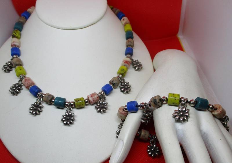 Philippe Audibert Paris Vintage Edelstein Halskette Armband Set von vserendipityboutique