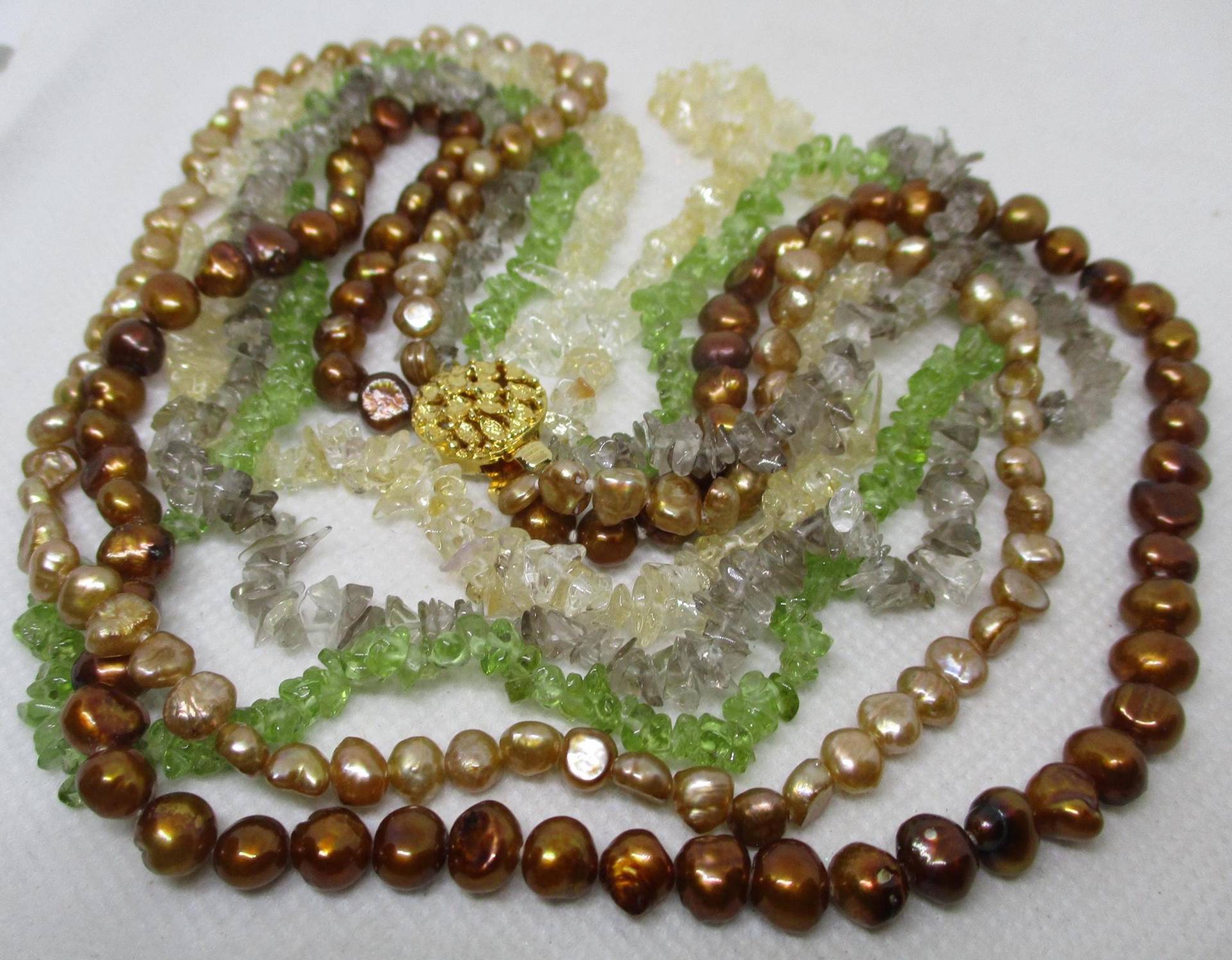 Süßwasser Perlen Multi Strang Halskette Amethyst, Peridot & Citron Edelsteine von vserendipityboutique