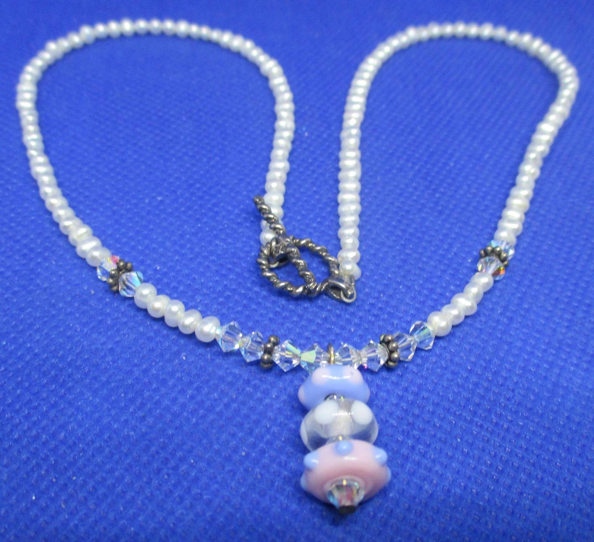 Süsswasserperlenkette Sterling Silber, Ab Kristall Anhänger von vserendipityboutique