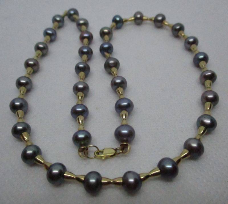 Vintage 14Kt Gold Grau Perle Perlenkette - 16 Zoll von vserendipityboutique