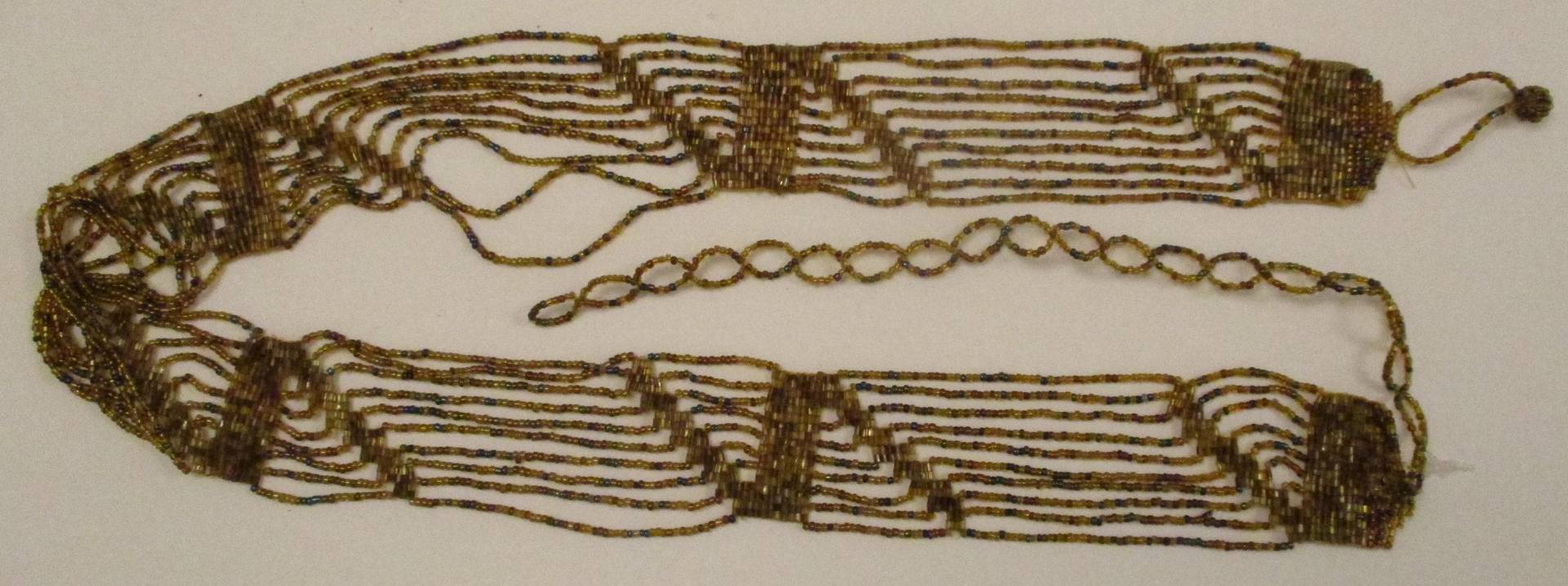 Vintage 1980S Perlen Gürtel Halskette Gold-Ton, Braun & Türkis von vserendipityboutique