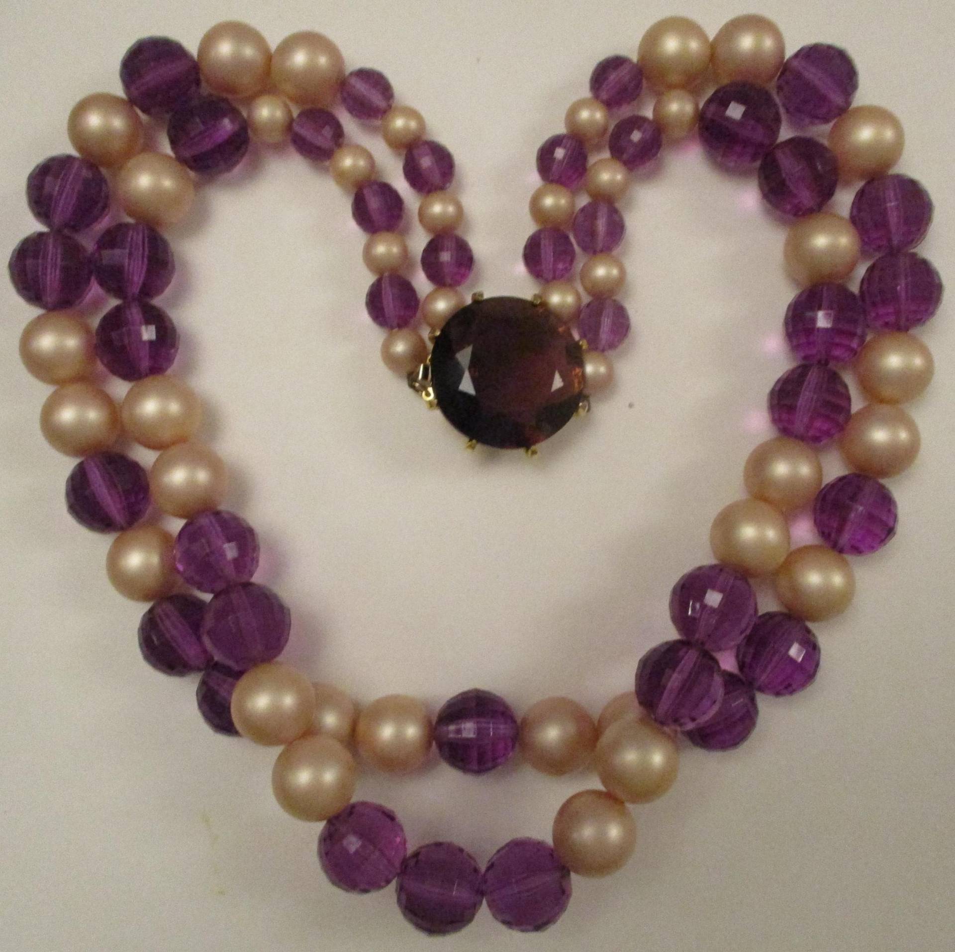 Vintage Faux Amethyst & Perlen Halskette 1950Er Jahre Haute Couture Schmuck von vserendipityboutique
