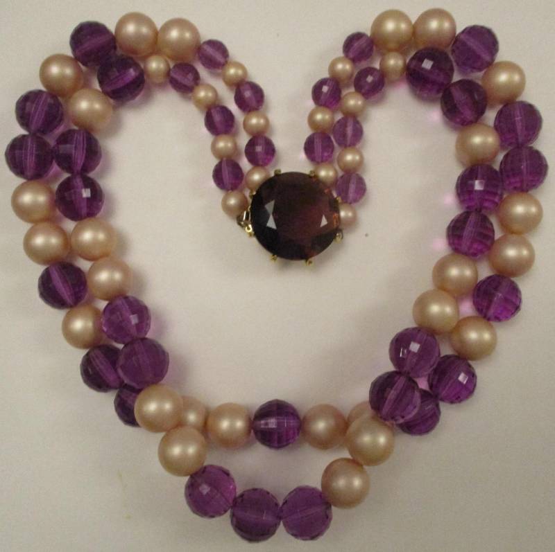 Vintage Faux Amethyst & Perlen Halskette 1950Er Jahre Haute Couture Schmuck Vintage Faux Amethyst & Perlen Halskette 1950Er Jahre Haute Couture Schmuck von vserendipityboutique