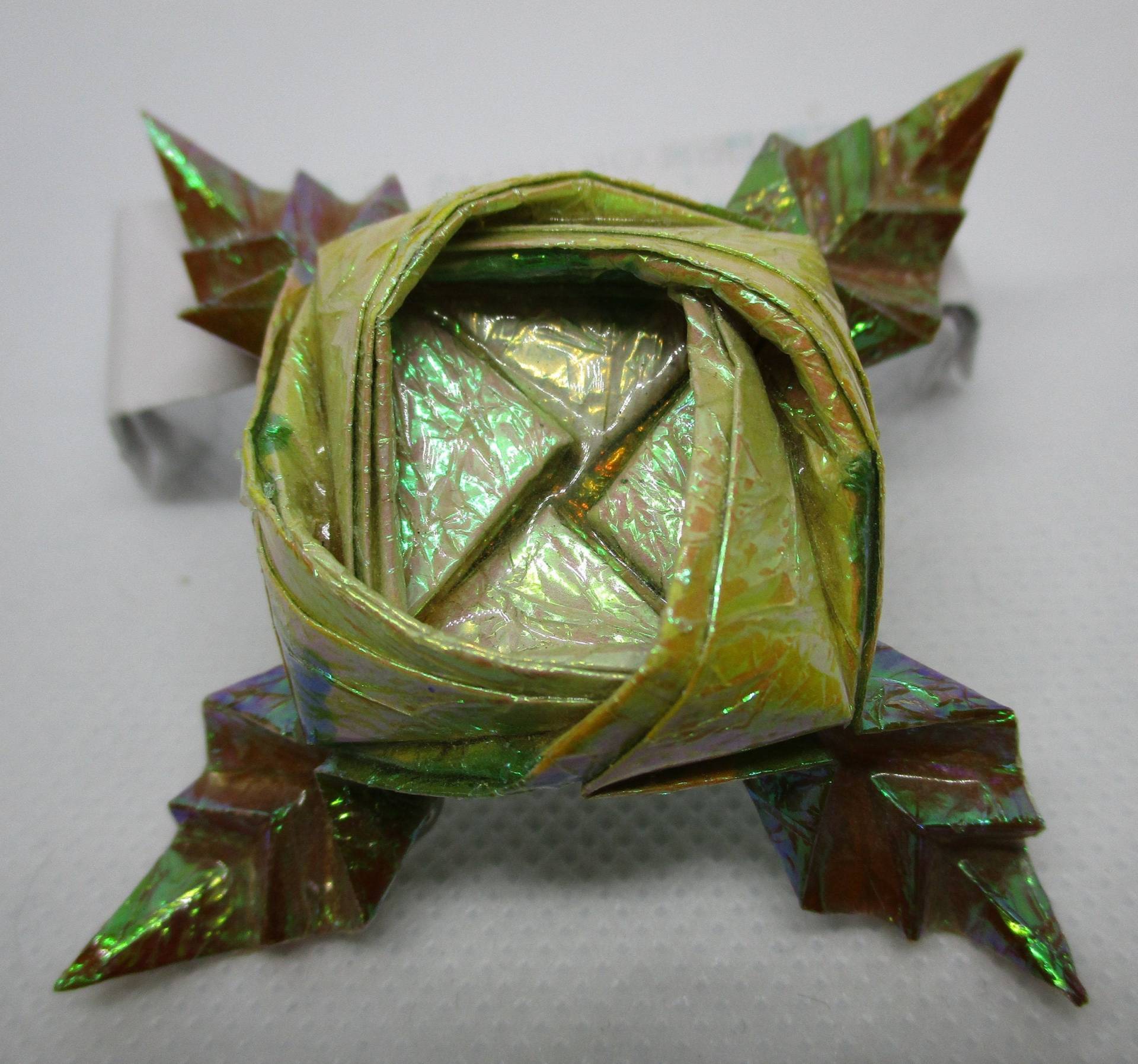Vintage Irisierende Origami Brosche Grüner Blumen Bilderrahmen, 1980Er Jahre von vserendipityboutique