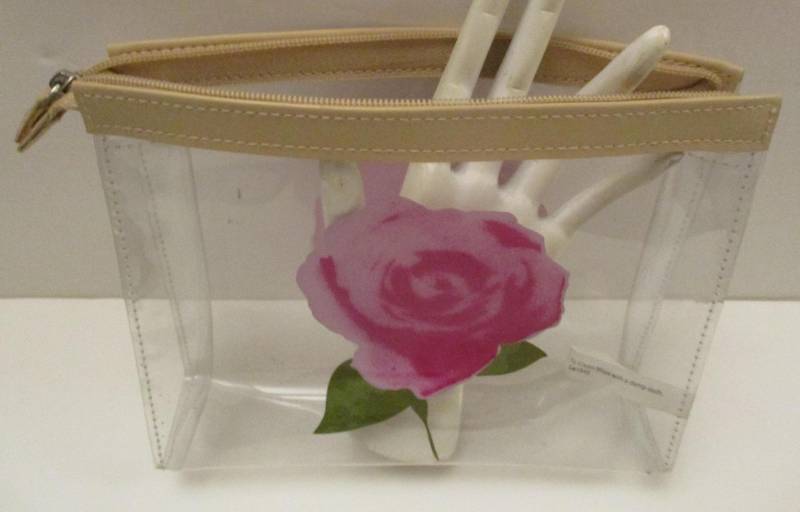 Vintage Klare Pvc Clutch Beige Lederbesatz, Rosa Rose Vintage Klare Pvc Clutch Beige Lederbesatz, Rosa Rose von vserendipityboutique