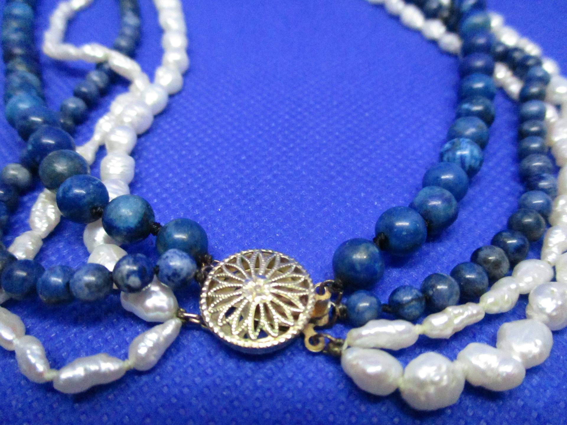 Vintage Lapis Lazuli Samenperlen Halskette 14K Gold Filled Verschluss von vserendipityboutique