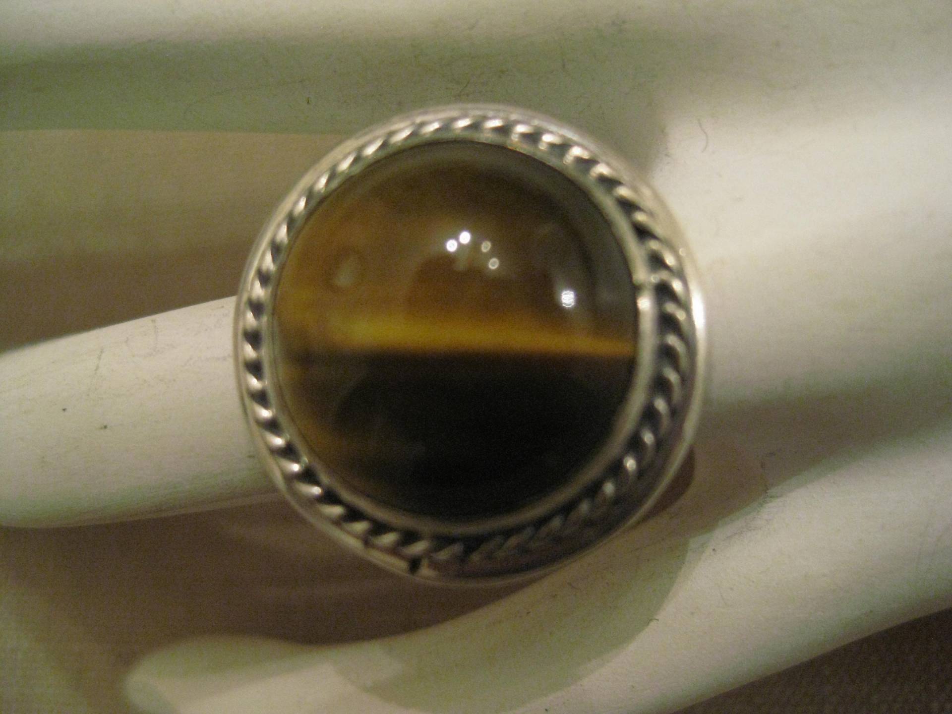 Vintage Tigerauge Sterling Silber Ring - Seil Design, Größe 6, 5 von vserendipityboutique