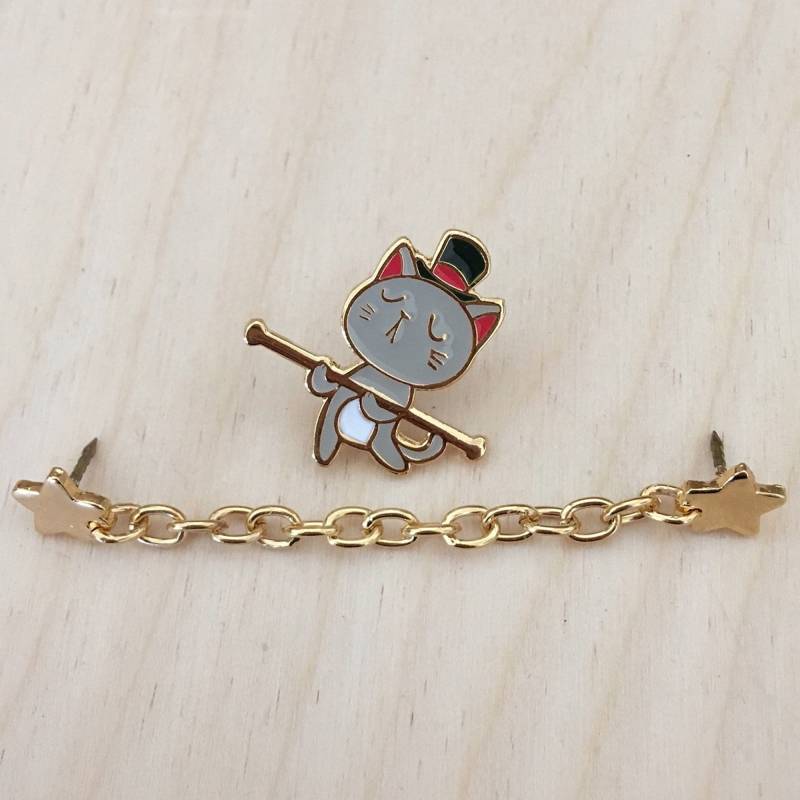 Zirkus Drahtseil Wandelnde Katze - Emaille Pin von vuduberi