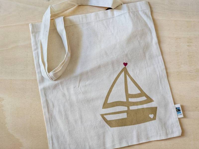 Segeln - Segelboot Baumwolltasche Baumwollbeutel Beutel Tragetasche Siebdruck von vvals