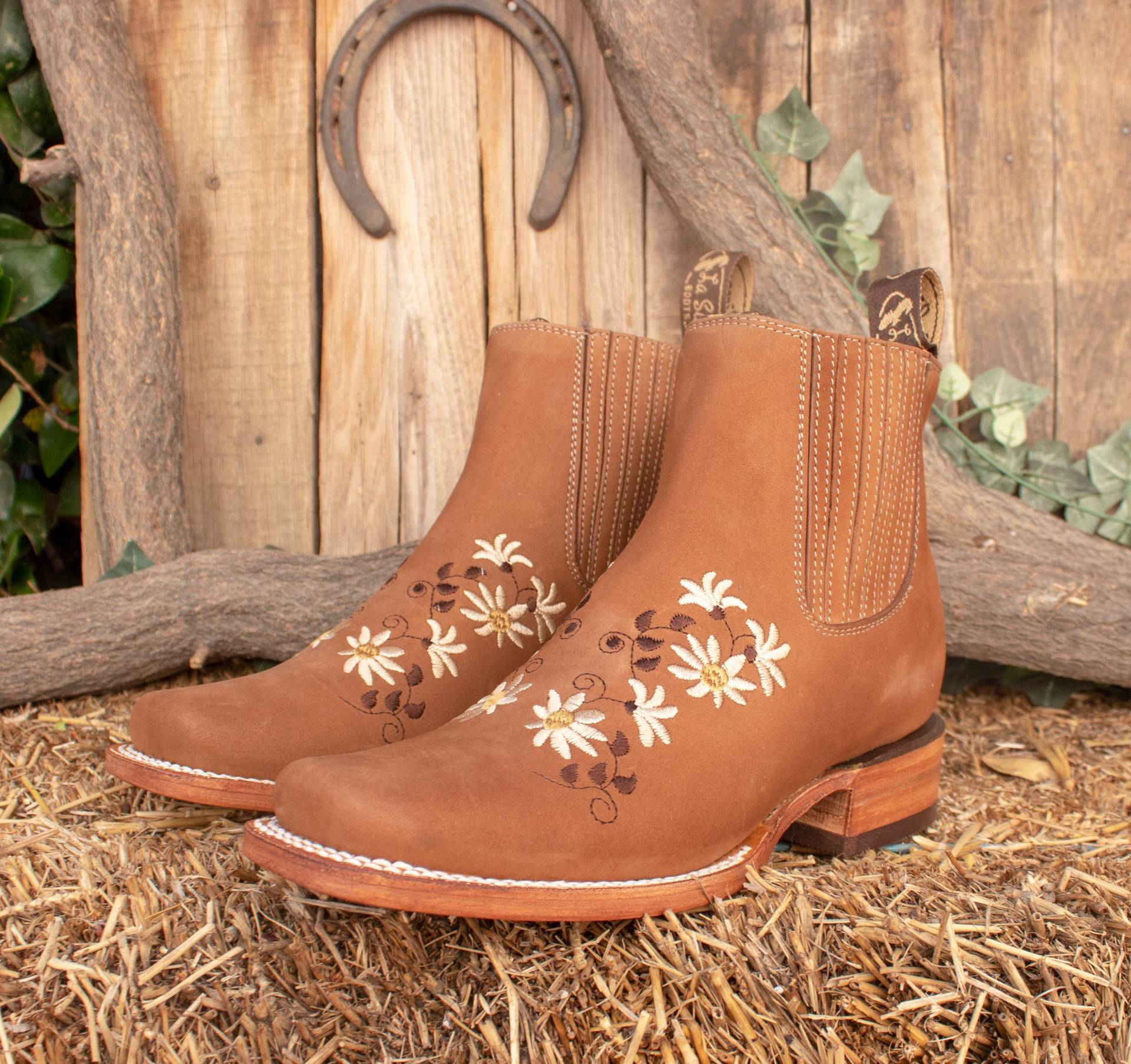 Frauen Cowgirl Cowboy Karree Spitze Leder Blume Bestickt Ankle Boots Frauen Cowgirl Cowboy Karree Spitze Leder Blume Bestickt Ankle Boots von vvmexico