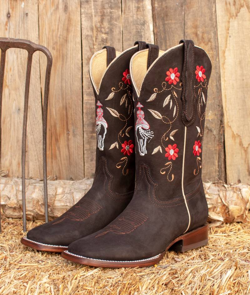 Frauen Cowgirl Cowboy Karree Wildleder Westliche Bestickte Charra Boots Größe 8 von vvmexico