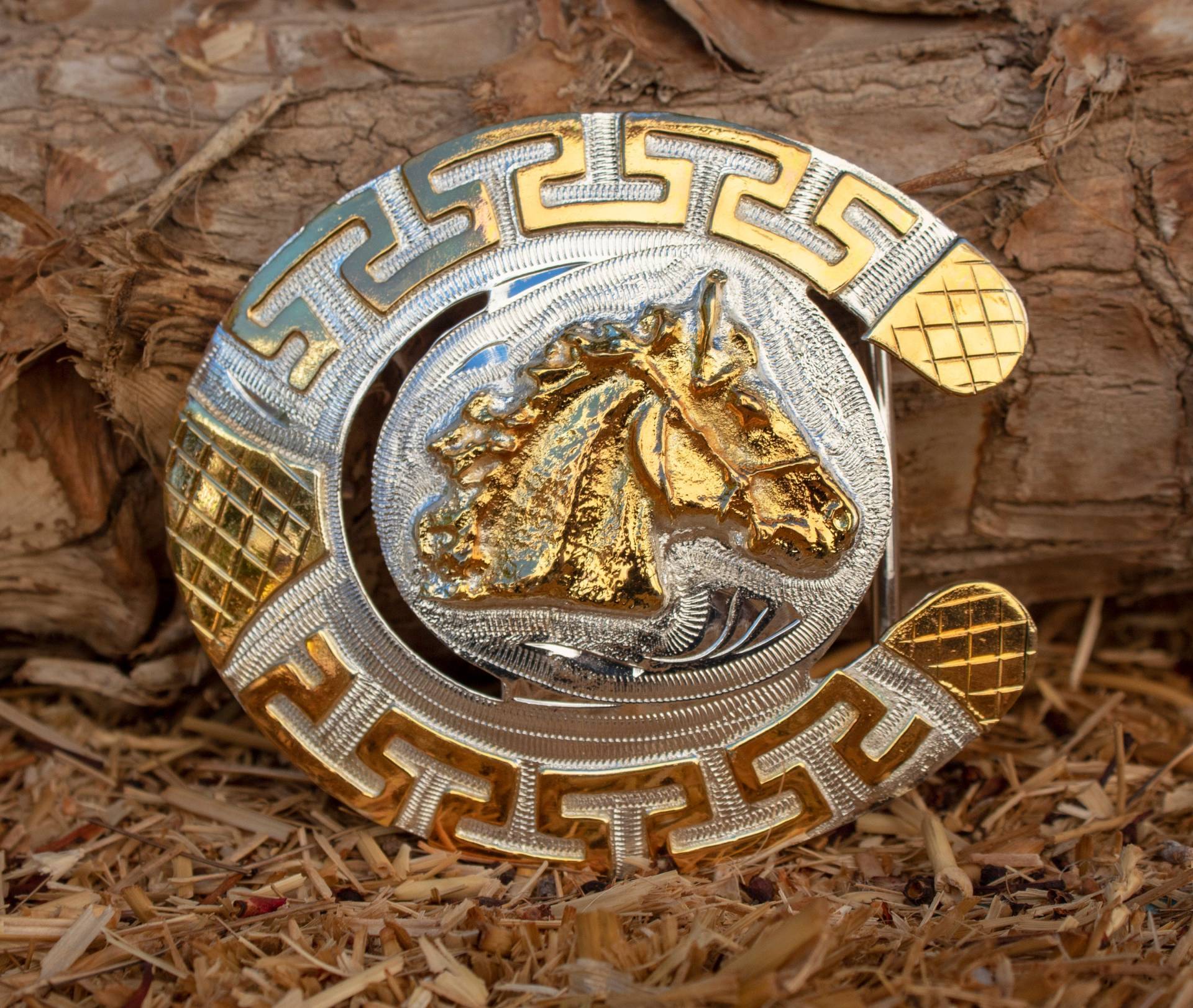 Horse Shoe Caballo Herradura Cowboy Western Alpaka Gürtelschnalle Evilla von vvmexico