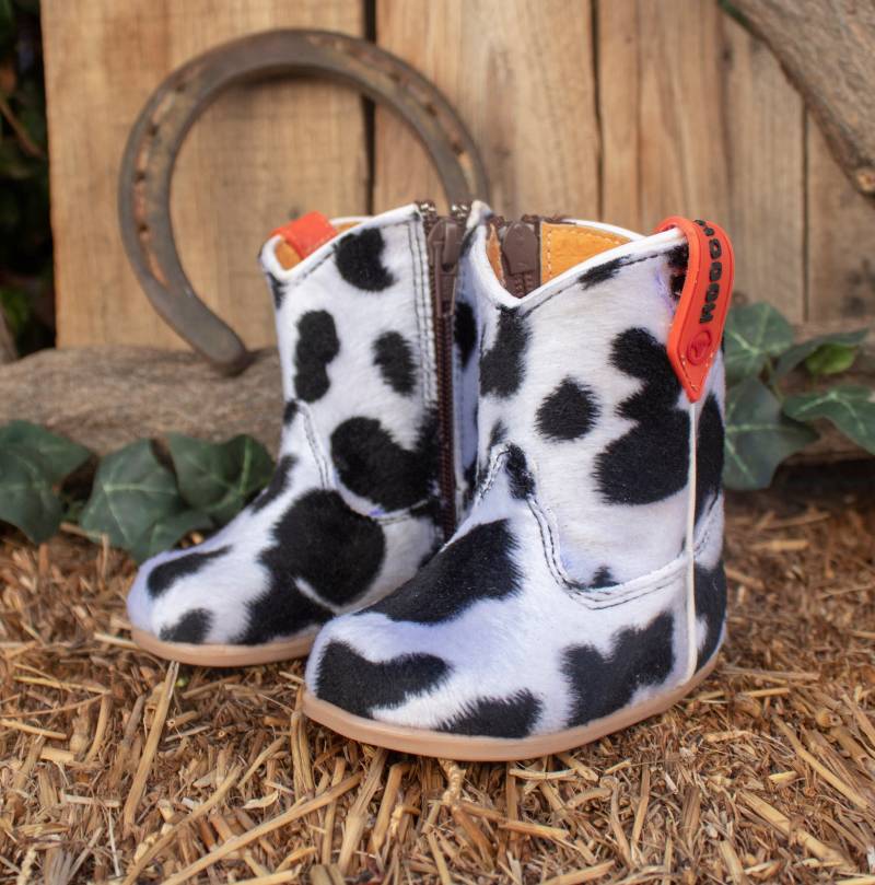 Mädchen Baby Leder Cow Print Runde Kappe Cowboy Cowgirl Stiefel von vvmexico