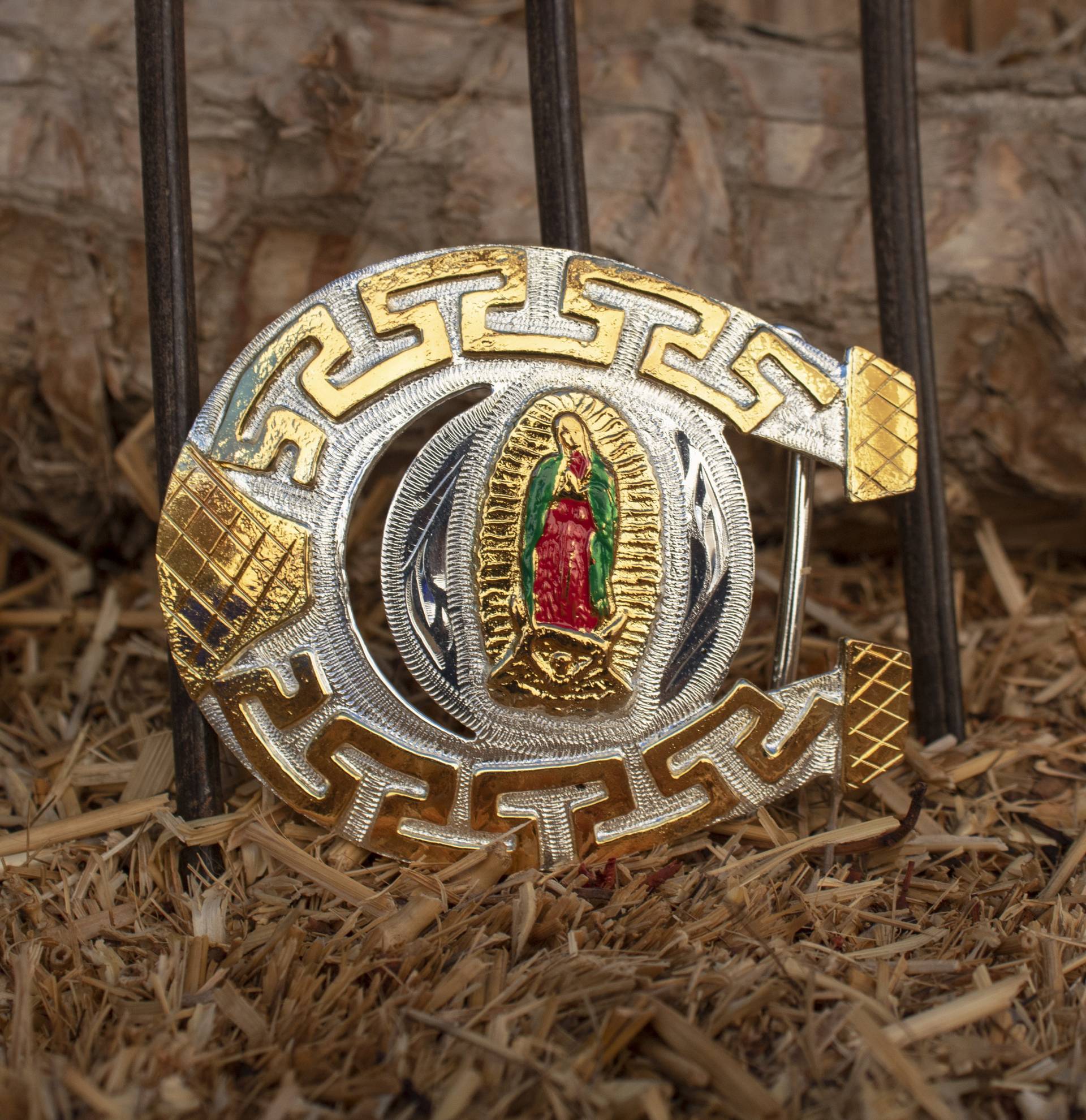 Pferdeschuh Jungfrau Maria Virgen De Guadalupe Herradura Cowboy Gürtelschnalle Evilla von vvmexico