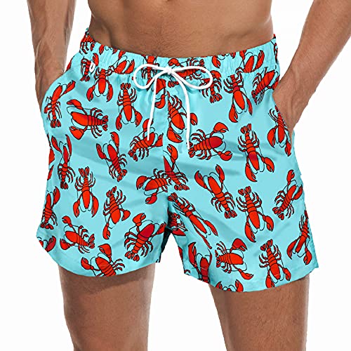 vxsvxm Strand-Shorts, Badehose, schnell trocknend, Herren-Badeanzug mit Netzfutter/Seitentaschen, Lobster Blue, L von vxsvxm