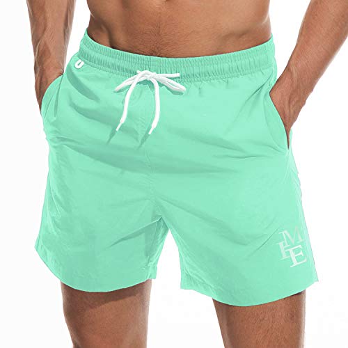 vxsvxm Strand-Shorts, Badehose, schnelltrocknend, Herren-Badeanzug mit Netzfutter, Seitentaschen, mintgrün, Large von vxsvxm