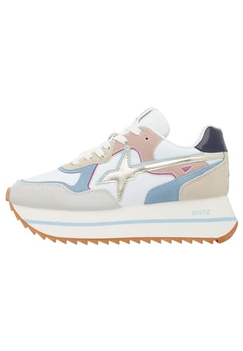 w6yz DEVA W.-Sneaker aus Veloursleder und technischem Gewebe-Weiß, Weiß-Hellblau 39 von w6yz