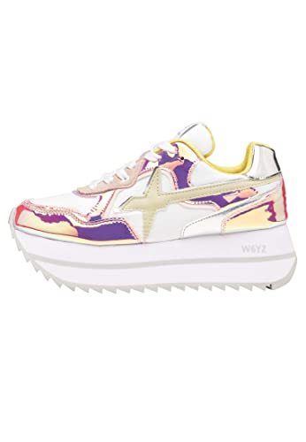 w6yz DEVA W.-Sneaker aus Veloursleder und technischem Gewebe-Weiß Weiß-Rosa 35 von w6yz