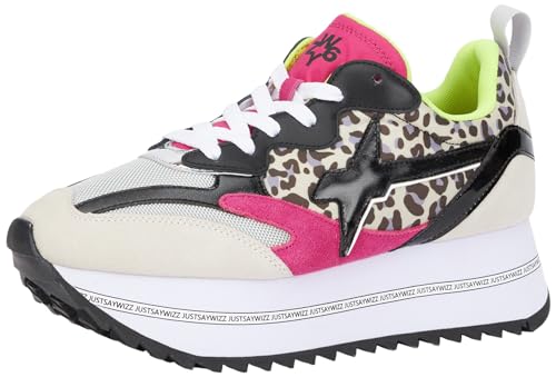 W6yz Damen Raya W. Oxford-Schuh, White Black Fuchsia, 39 EU von w6yz